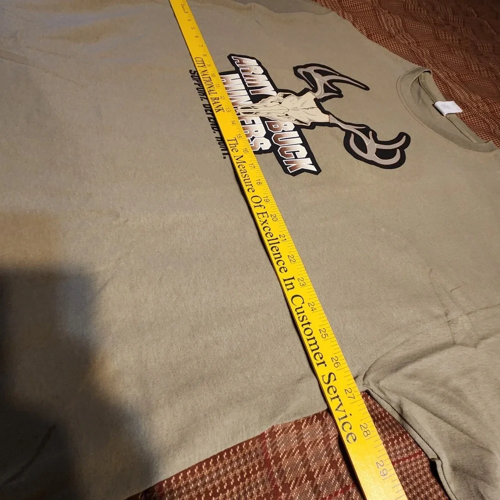 Army Buck Hunters Whitetail Graphic T-Shirt 3XL Tan Double Sided Cotton Support